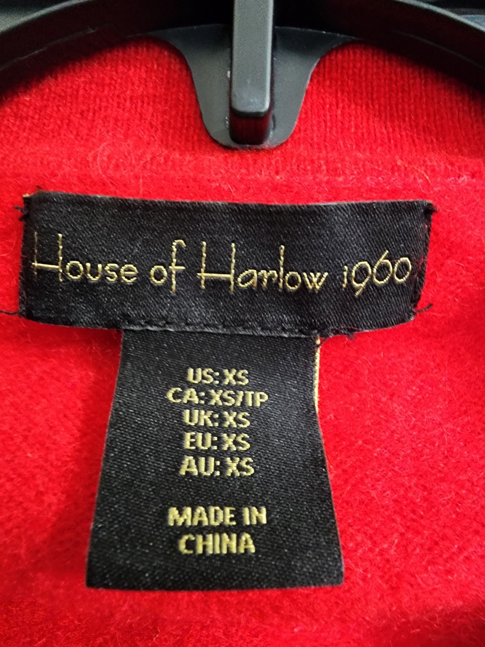 House of Harlow 1960 100% Cashmere Red Cropped Polo Sweater XS - Picture 7 of 9